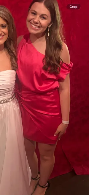 Le Lis Pink one shoulder satin dress thumbnail 2