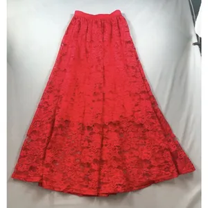 NWT Laffaire Lace Maxi Skirt Red Flowy Floor Length Boho Siren Vamp Whimsigoth thumbnail 4