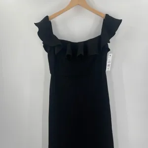 MSK Dress Size Small Maxi Formal Gown Black Evening Off the Shoulder Ruffle Prom thumbnail 7