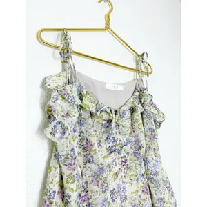 ASTR The Label Anastasia Cutout Mini Dress Small Ivory Lilac Floral Cottagecore thumbnail 9