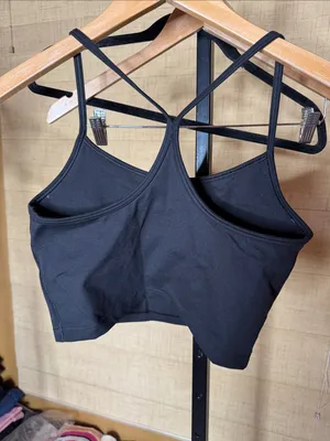Aerie OFFLINE The Hugger Longline Racerback Sports Bra Black Small thumbnail 10