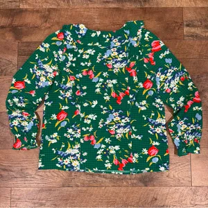 NEW Loft Ann Taylor Floral Bouquet Ruffle Tie-Neck Jacquard Long Sleeve Blouse thumbnail 8