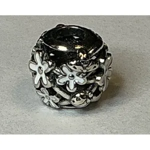 Pandora White Enamel Daisy Meadow Charm S925 ALE Sterling Silver Floral Bead thumbnail 5
