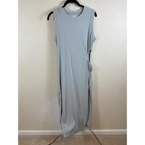 Abercrombie & Fitch Ribbed Sleeveless Maxi Midi Dress Womens Large Cutout Tie thumbnail 2