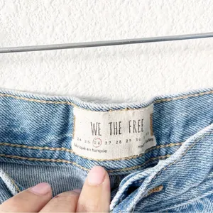 Free People Maggie Straight Leg Jeans Distressed Mid Rise Raw Hem thumbnail 5