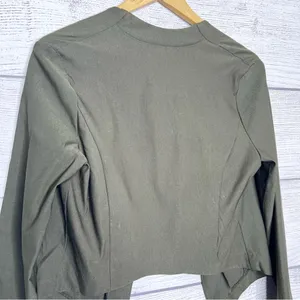 NWT Vintage Wet Seal Y2K Olive Green High Low Cropped Blazer Jacket Size XL thumbnail 7