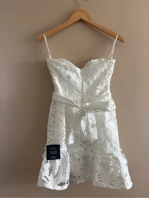 Lulus Majorly Cute White Crochet Lace Strapless Bustier Mini Dress Size Small thumbnail 5
