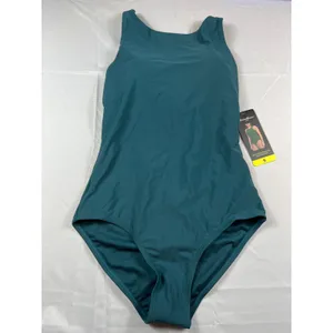 Eddie Bauer‎ One Piece Swimsuit Women S Teal High Neck Strappy Back ELW4898 NWT thumbnail 4