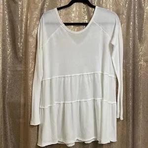 American Eagle Outfitter long sleeve white boho ruffle top, size S, NWT thumbnail 5