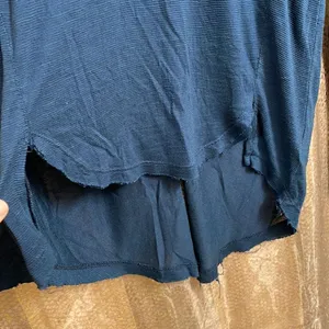 Free People navy blue mesh/lace split back long sleeve tunic style top, S thumbnail 2
