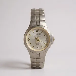 Milan Quartz Watch‎ Silver Tone Stainless Steel Day Date Indicator thumbnail 2