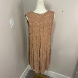 Baltic Born Rust Brown White Micro Dot Sleeveless Tiered Midi Dress Womens 1X thumbnail 10