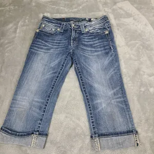 MISS ME Capri Jeans Angel Wings Embellished‎ Size 31 JE5436P3 Western Cropped thumbnail 1