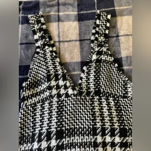 Zara Short pinafore-style dress black and white houndstooth thumbnail 2