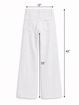 FRAME Denim Women’s 24 White High Rise Wide Leg Flare Jeans Made USA Barneys thumbnail 4
