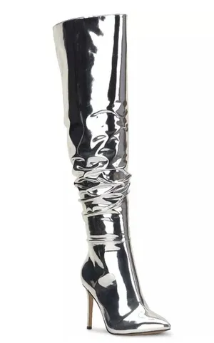 I.N.C. Iyonna Over-The-Knee Slouch Boots in Patent Silver Size 6/36.5 NEW $169.5 thumbnail 10