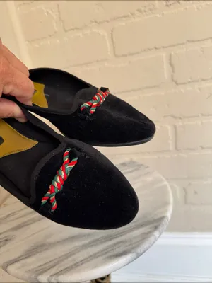 Black velvet Loafers Red & Green Braided Detail Headlines thumbnail 3