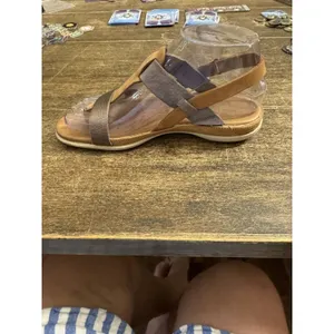 Ecco‎ Flash Sandals Women 7M Shoes Brown Purple Leather T-Strap Slingback Thong thumbnail 3