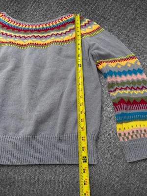 Women’s XL Gray Multicolor Fair Isle Knit Pullover Sweater thumbnail 5