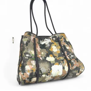 ANTHROPOLOGIE Hazel Tote Bag Tote neoprene Beach SHoulder Abstract Womens thumbnail 2