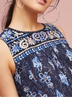 EUC Anthropologie One September Deauville Embroidered Tiered Top Size XS thumbnail 3