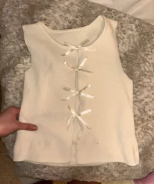 Bow Tie Top Cream Color White thumbnail 1
