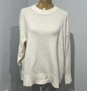 Aerie Women's CozyUp Cream Sweater Size Medium Oversized Crew Neck Soft thumbnail 6
