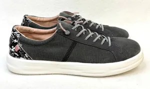 HeyDude Womens Karina Slip On Casual Canvas Sneakers Gray Black Snake Size 9 thumbnail 1