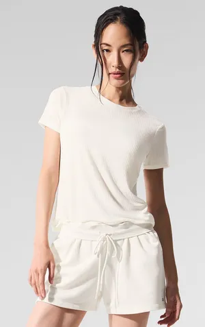 Alo Yoga Ribbed Sea Coast Short Sleeve T-Shirt thumbnail 1