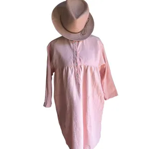 Pomander Place Pink Linen Cotton Tunic Dress Medium Coastal Resort Pockets thumbnail 2