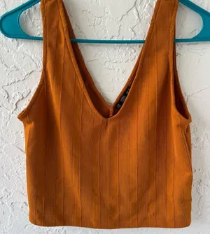 Zara Orange Ribbed Crop Tank Top thumbnail 1