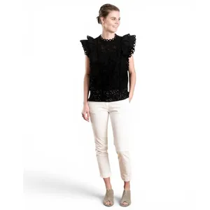 Veronica Beard Calisata Black Coquette Eyelet Ruffle Cotton Blouse Top Sz 0 NWOT thumbnail 5