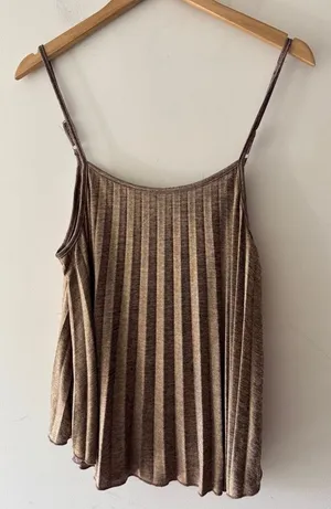 Urban Outfitters Silence‎ + Noise Gold Metallic Pleated Tank Top thumbnail 1