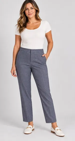 Zara Blue Linen Blend High Waist Straight Leg Trouser Pant Sz Large Minimalist thumbnail 1