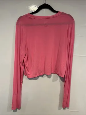 Pink‎ Aerie Soft Long Sleeve Cropped Tee thumbnail 3