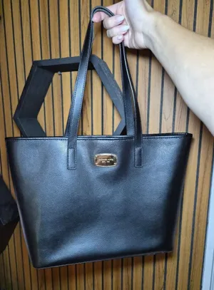 Michael Kors Black Leather Tote Bag Shoulder Purse thumbnail 1