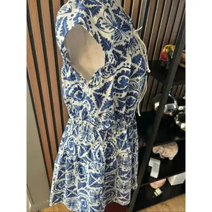 H&M blue and white dress slowly oversized summer dress Greece vacation sz small thumbnail 4