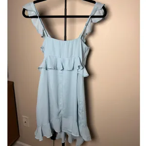 Abercrombie Light Blue Ruffle NWT Mini Dress Y2k Asymmetrical Hem Size Small thumbnail 3