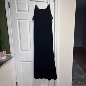 Lulus Dramatic Stunner Black Velvet Bow Strapless Maxi Dress Sz L Glam Galas $88 thumbnail 4