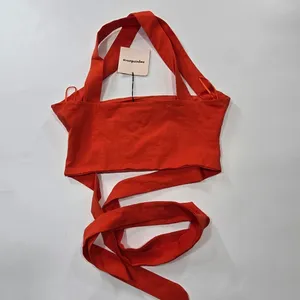 Superdown Elva Halter Tie Top in Poppy thumbnail 9