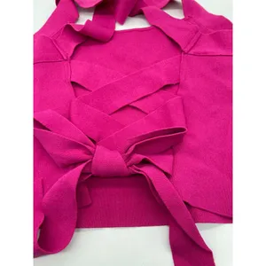 NEW NBD Tia Tie Back Top in Fuchsia Sz S Pink thumbnail 5