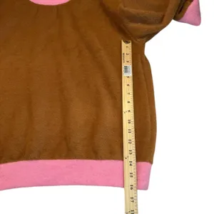 Anthropologie Maeve Cozy Ringer Fuzzy‎ Sweatshirt Honey Brown and Pink NWT thumbnail 5