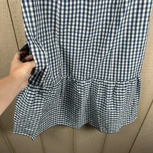Universal Standard For J. Crew Gingham Poplin Drop-Waist Dress Sz XS Blue Preppy thumbnail 4