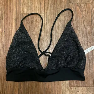 UO Womens Black Sparkle Crop Tank Top M Medium Bust 34” New Festival thumbnail 1