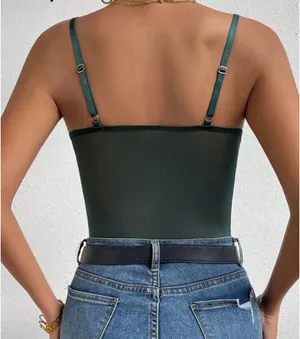 Green Lace Bodysuit Shein thumbnail 2