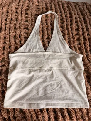 Anthropologie Pilcro Ivory Cotton Halter Top Wrap Front Size M thumbnail 2