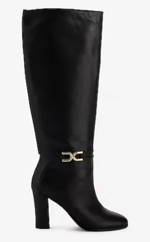 Express leather buckle heeled tall boots size 9 thumbnail 1