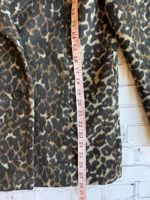 The Hinge Double-Breasted Leopard Car Coat Pea Animal Print Womens Small Classic thumbnail 3