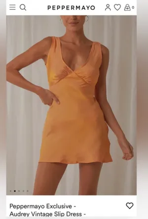 Peppermayo Orange Audrey Chemise Slip Dress V-Neck Size 6 thumbnail 2