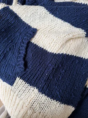 Urban Outfitters BDG Tyler Chunky Blue and Cream Striped Open-Front Sweater thumbnail 10